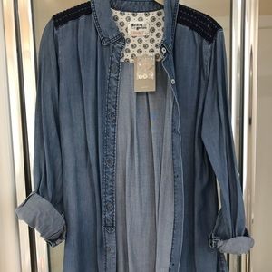 Anthropologie Soft Denim Button Down Blouse